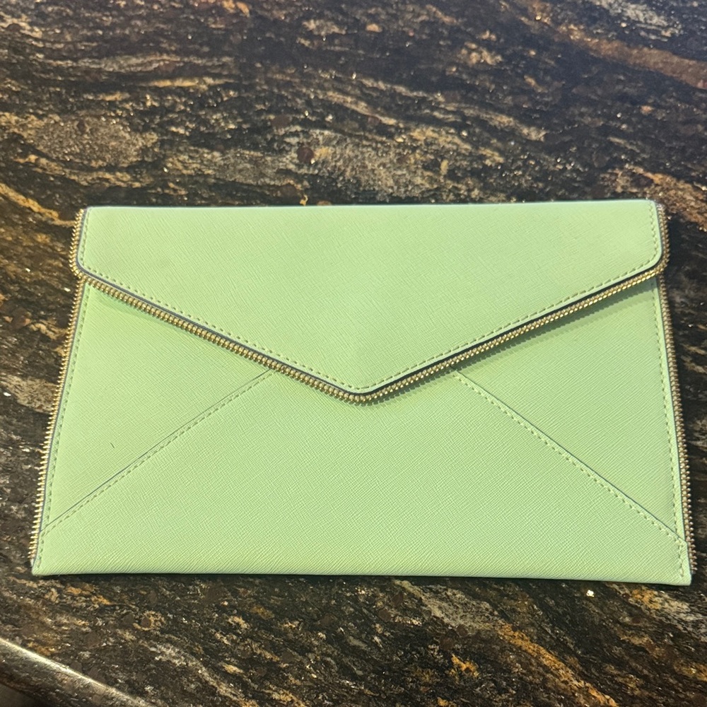 Rebecca Minkoff Pastel Green Pouch with Gold Accents
